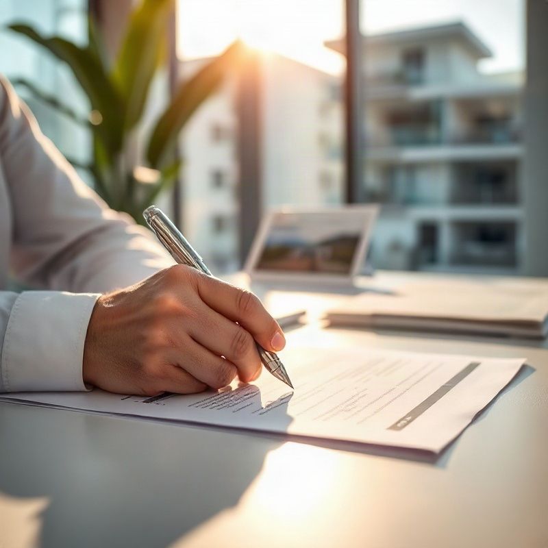 Close-up of a professional's hand writing on a structured valuation report